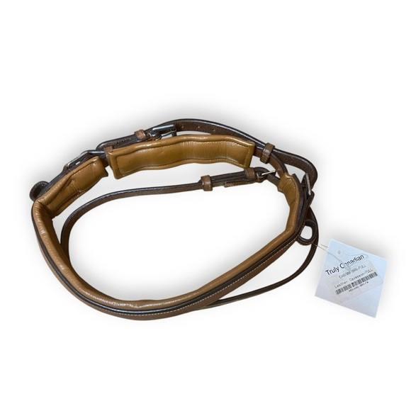 English Bridal Flash Noseband Cavesson Truly Canadian leather light brown - Picture 1 of 6